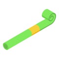 Lime color blower icon isometric vector. Party tool blow