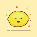 Lime cute mascot face emotion happy fruit with color flat cartoon outline style Royalty Free Stock Photo