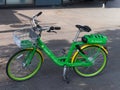 Lime Electric bike parked on a street