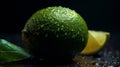 Lime, extreme closeup, slice, green, generative AI