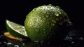 Lime, extreme closeup, slice, green, generative AI