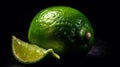 Lime, extreme closeup, slice, green, generative AI