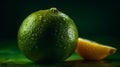 Lime, extreme closeup, slice, green, generative AI