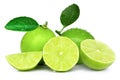 Green Lime fruits isolated on white. Macro. Royalty Free Stock Photo