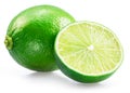 Lime fruit and lime slice isolated on white background Royalty Free Stock Photo