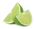 Lime fruit slices on a white background Royalty Free Stock Photo