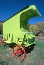 Lime green antique wagon,