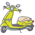 Lime green city modern electric motor scooter vector illustration