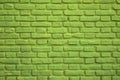 Lime Green Colored Old Brick Wall for Background, Banner or Wallpaper