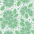 Lime with green leaves, slice citrus white background Royalty Free Stock Photo