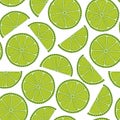 Lime with green leaves, slice citrus white background Royalty Free Stock Photo