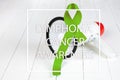 Lime Green ribbon for Lymphoma Cancer and mental health awareness