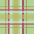 Lime green, sky blue and red plaid seamless vector pattern background Royalty Free Stock Photo