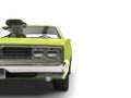 Lime green vintage American muscle car - extreme closeup cut shot Royalty Free Stock Photo