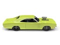 Lime green vintage American muscle car - side view