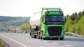 Lime Green Volvo FH Tank Truck on Freeway