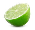 Lime Half Isolated on White Background. Detailed Fresh and Tasty Citrus Fruit Close Up Royalty Free Stock Photo