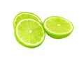 Lime with half isolated on white, lemon sliced