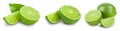 Lime with half and leaf isolated on white background. Set or collection Royalty Free Stock Photo