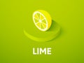 Lime isometric icon, on color background