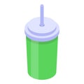 Lime juice plastic cup icon, isometric style