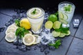 Lime and Lemon Juice with Soda and ice, Royalty Free Stock Photo