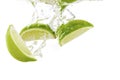 lime and lemon splashing water isolated on white background Royalty Free Stock Photo