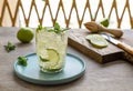 Lime lemonade, mojito mocktail or cocktail.
