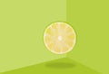 Lime levitate in air on green background. Concept of fruit levitation Royalty Free Stock Photo