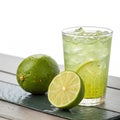 Lime and lime drink on table isolated on transparent background Royalty Free Stock Photo