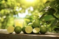 Lime and lime juice, fruit and citrus, drink, food Royalty Free Stock Photo