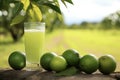 Lime and lime juice, fruit and citrus, drink, food Royalty Free Stock Photo