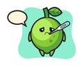 Lime mascot character with fever condition