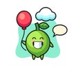 Lime mascot illustration is playing balloon