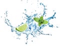 Lime, mint and blue water splash. Mojito Royalty Free Stock Photo