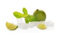 Lime with mint and ice cubes
