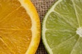 Lime and orange macro slices for background