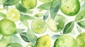 Lime Pattern In Watercolour Style