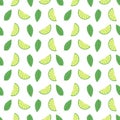 Lime seamless pattern with juicy limes and leaves. Cool refreshing summer mojito background. Floral Pattern. Flowers