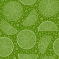 Lime, slice citrus on green background Royalty Free Stock Photo