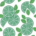 Lime, slice citrus on white background