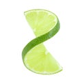 Lime slice cut off turned out isolated on a white background with clipping path. Element of packaging design. Full depth of field Royalty Free Stock Photo