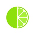Lime slice icon. Tasty half sweet fruit symbol. Lime peace vector