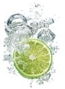 Lime slice in water