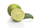 lime sliced with a leaf