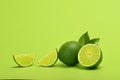 Lime with slices green background