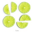 Lime slices isolated Royalty Free Stock Photo