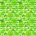 Lime slices, mint leaves seamless striped pattern Royalty Free Stock Photo