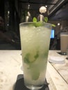 Lime Soda filled with Ice and mint in Kingsbury Hotel, Sri Lanka