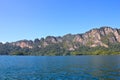 Lime stone mountain with blue sky in Ratchaprapa dam